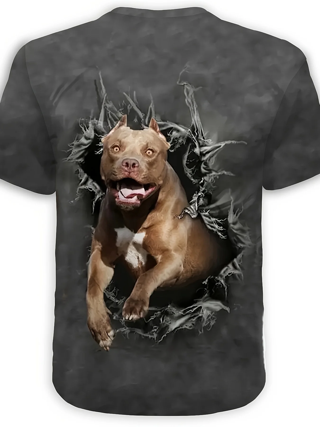 Summer 3D Printed Dog Pattern Fashion Round Neck Short Sleeve T-Shirt, New Stretchy Comfortable Casual Sports Top for Outdoor