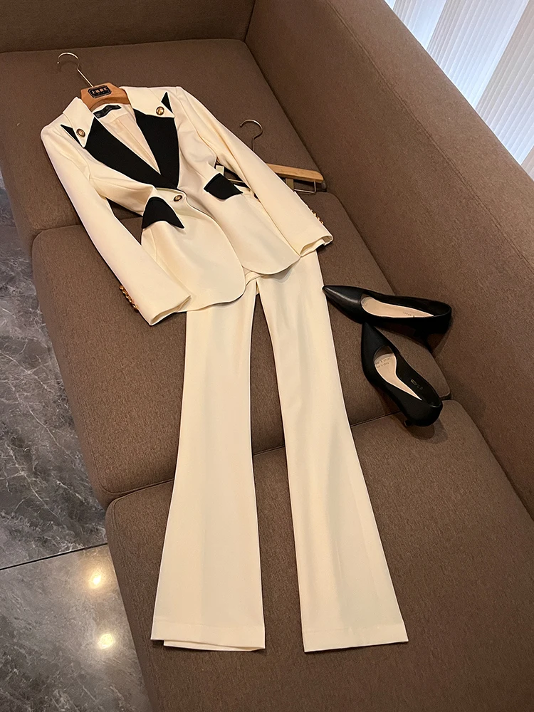 

Autumn Winter Women's Profional Suit Set Long Sve Two Piece Set Formal Wear Pants Outfit Ele Corporate Sle