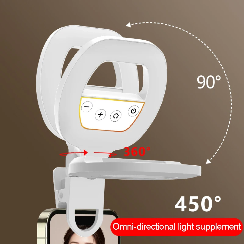 lampada ad anello selfie mobile a luce led luce per riprese video Lampada a led ricaricabile portatile clip per luce selfie per telefono Lampada ad anello rotondo