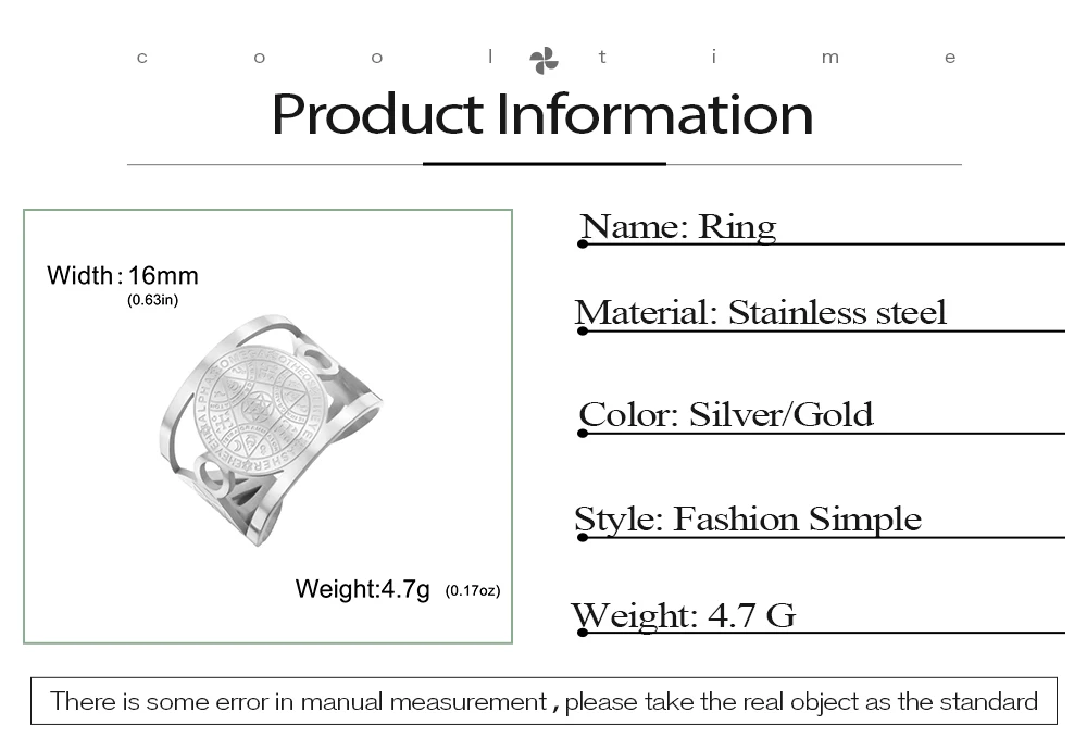 COOLTIME Engel Siegel Offene Ringe Edelstahl Vintage Magischer Schutz Amulett Hexagramm Ring Schmuck Geschenk – Detail 2