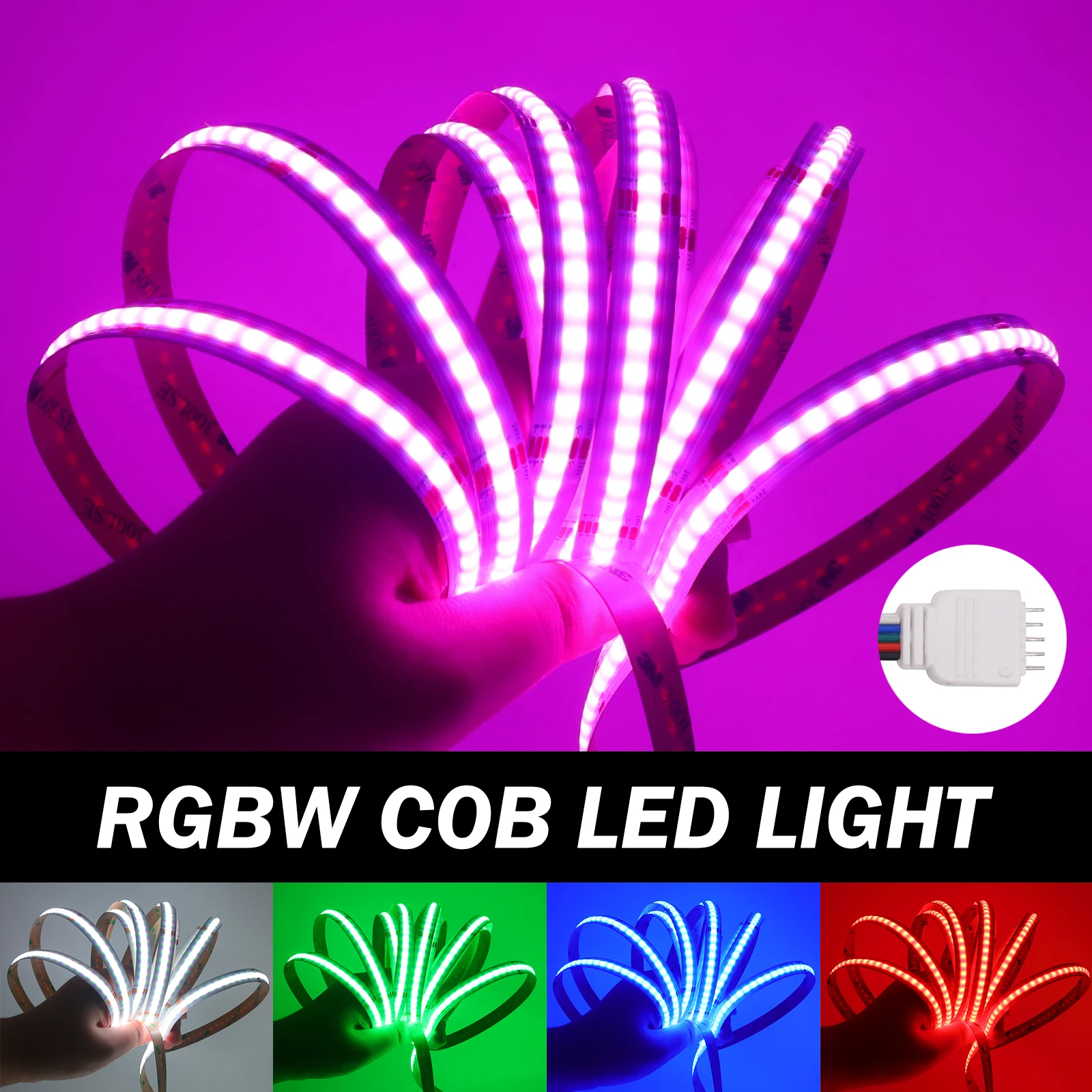 10M RGBW RGBWW COB LED Strip 24V 672LEDs/M Flexible LED Ribbon Tape with Self Adhesive Tape High Brightness COB Lights