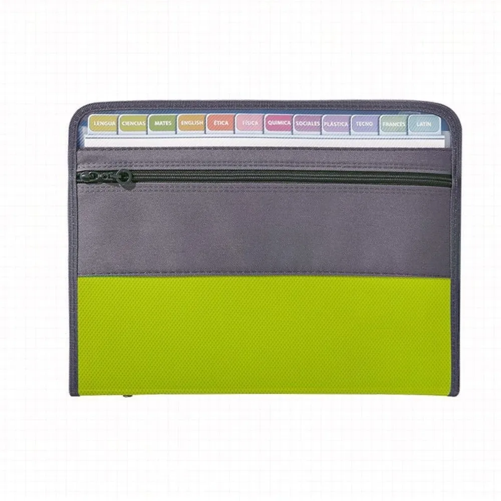 Folder File Ekspansi 13 Kantong A4 dengan Kantong Pensil Depan, Organizer File Akordion Portabel, Tas Penyimpanan Dokumen Multi-lapis untuk Kantor