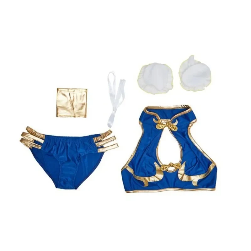 ✦2026✦Game Chun Li Bikini Cosplay Costume Sexy Blue Qipao Swimsuits with Headgears for Women Carnival Party Pool Parties Anime ✦ view 3
