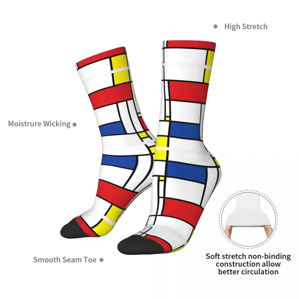 Mondrian Minimalist De Stijl Modern Art Fatfatin Socks Harajuku Quality Stockings All Season Long Socks for Man's Woman's Gifts