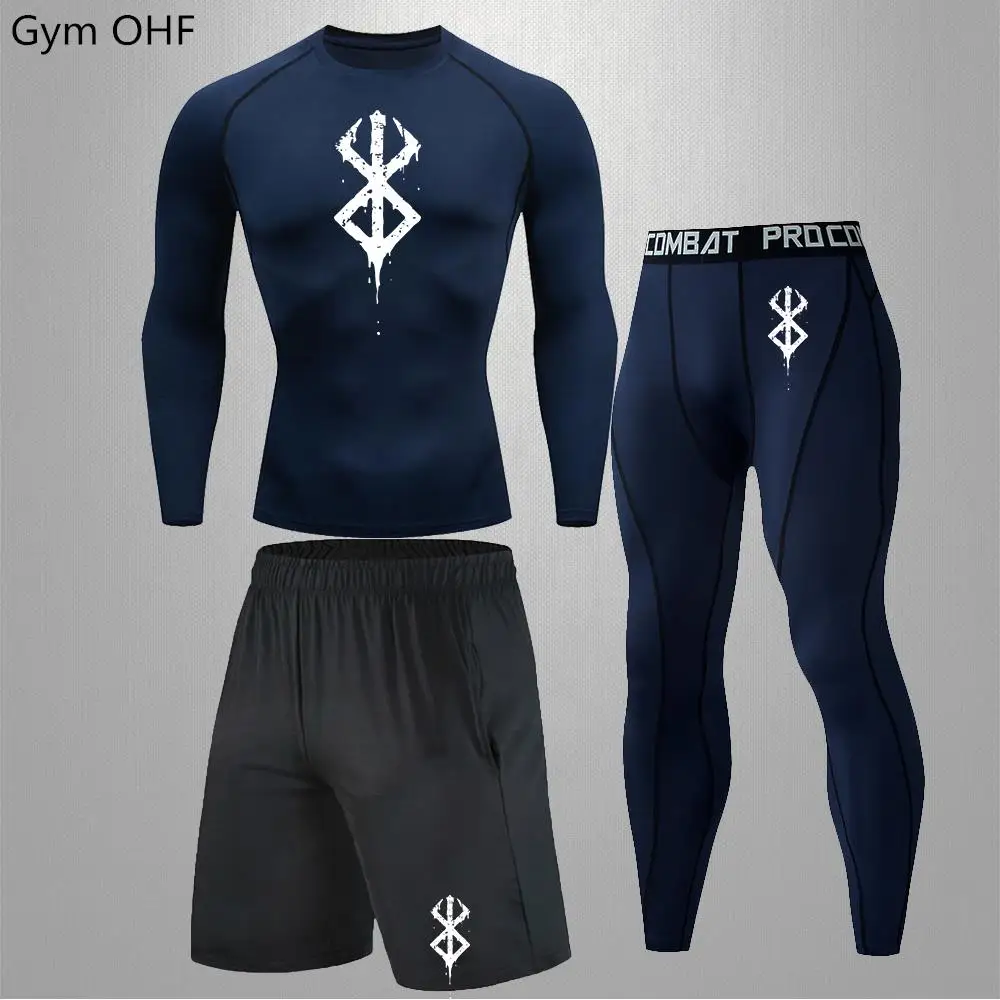 Anime Berserk-Print Tracksuit For Men,Rashguard jiu jitsu Kickboxing Compression Sets Men Gym Jogging Training Sportswear Men