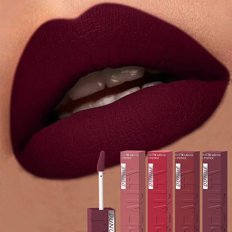 4Pcs/set Long Lasting Matte Velvet Lip Gloss Nude Waterproof Sweatproof Non Smudge Lightweight Texture Create Sophisticated Lip