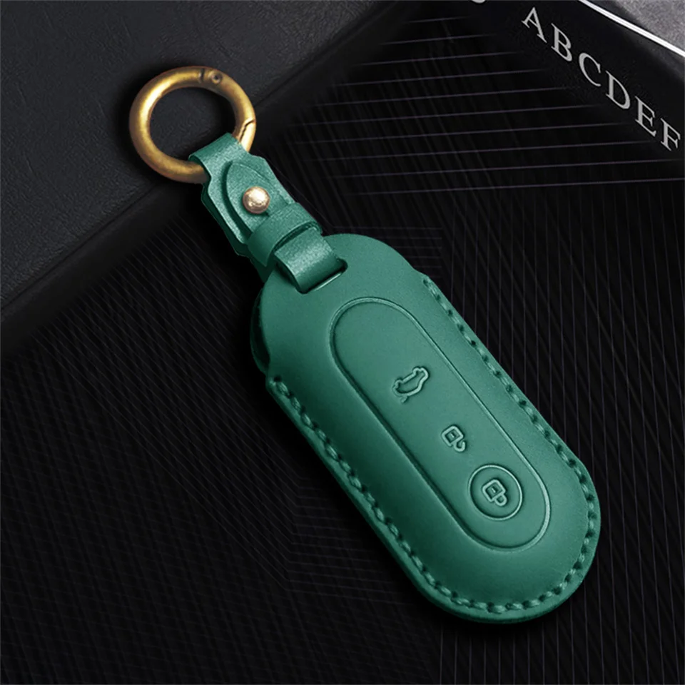 Leather Car Smart Key Case Cover for Aito M5 M7 2022 3 Buttons Remote Protection Shell Keychain Auto Accessories