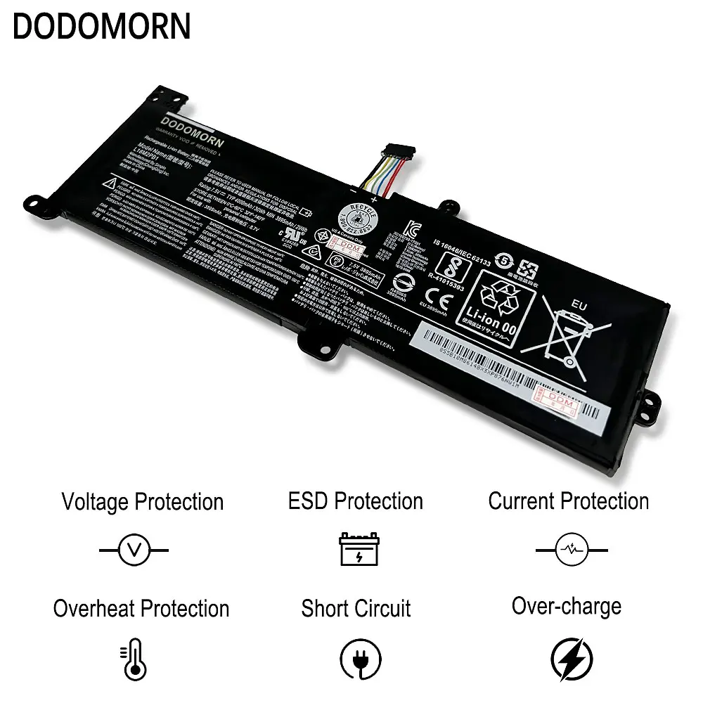 DODOMORN-bateria do portátil para Lenovo, Ideapad 320, S145, 520, 130, V320, V1, L17L2PF1, L17M2PB7, L16S2PB2, L16M2PB3, L16C2PB1, L16M2PB1