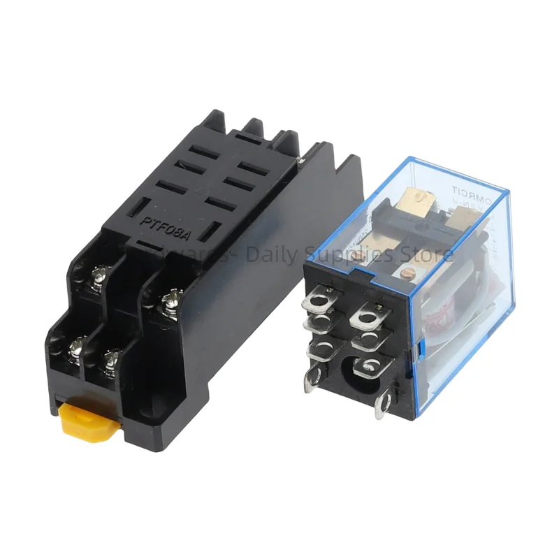 5Sets 220V 10A Coil Power Relay DPDT LY2NJ HH62P HHC68A-2Z With Socket Base