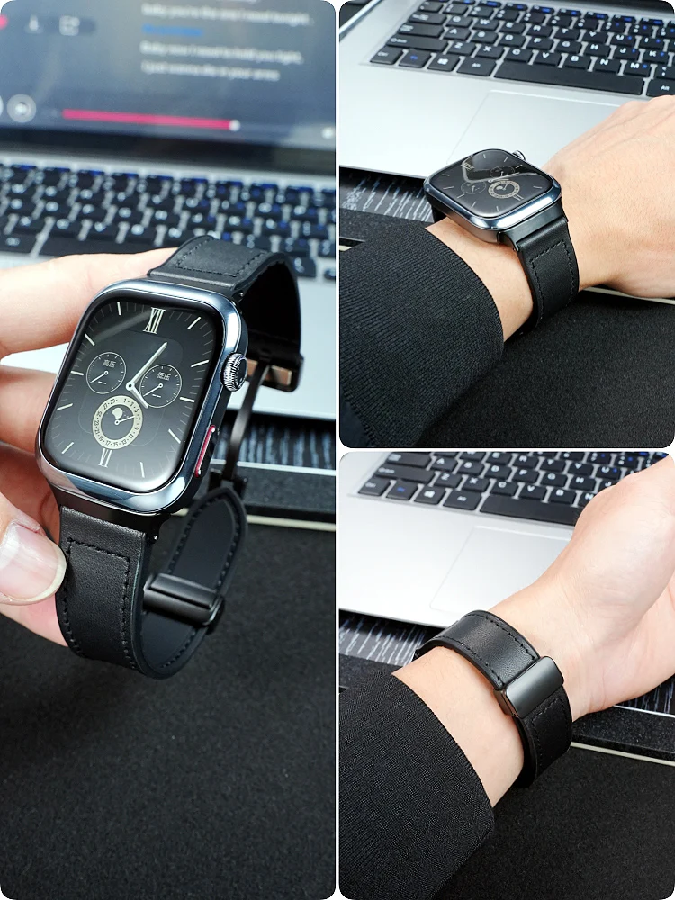 Cinturino in pelle di vacchetta retrò per HUAWEI WATCH D2 Cinturino per orologio in vera pelle a sgancio rapido Bracciale da polso con fibbia pieghevole magnetica da uomo