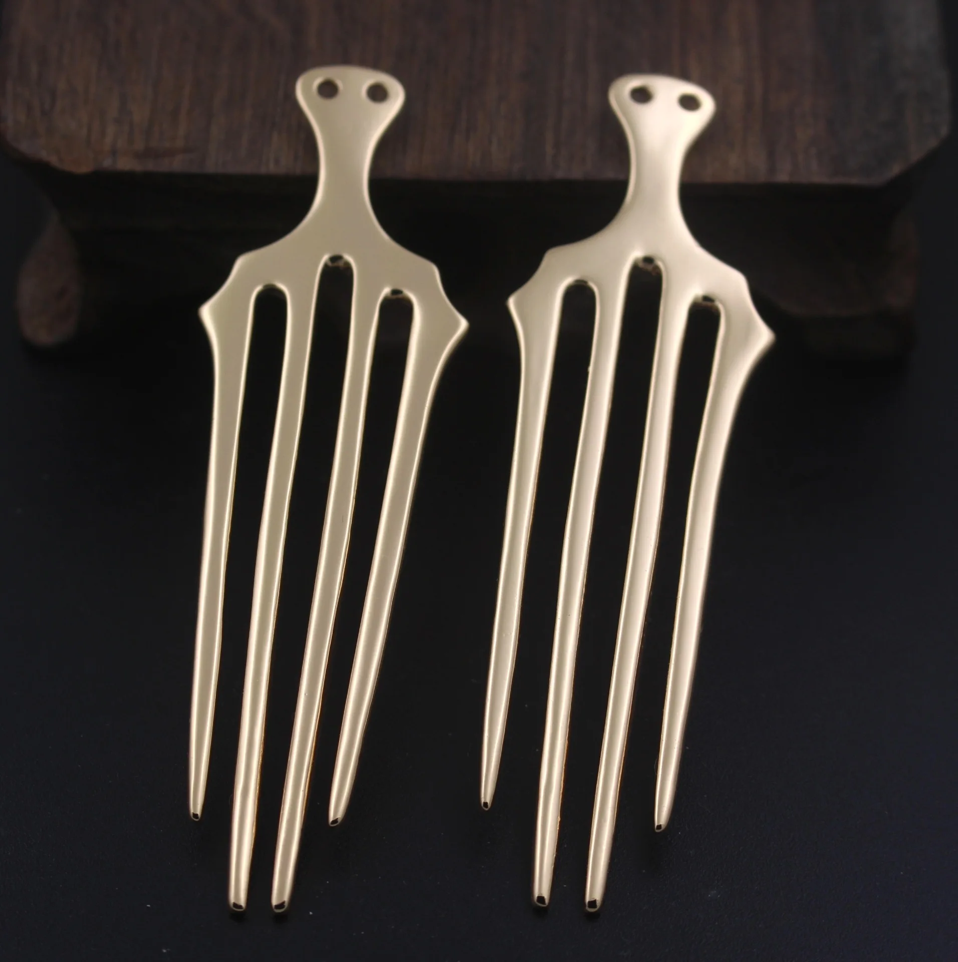 3pcs Brass Casted Bridal Women 4 Teeth Hair Combs with 2 Loops Quality Wedding Dress Hair Styling Head Jewelry Accessories