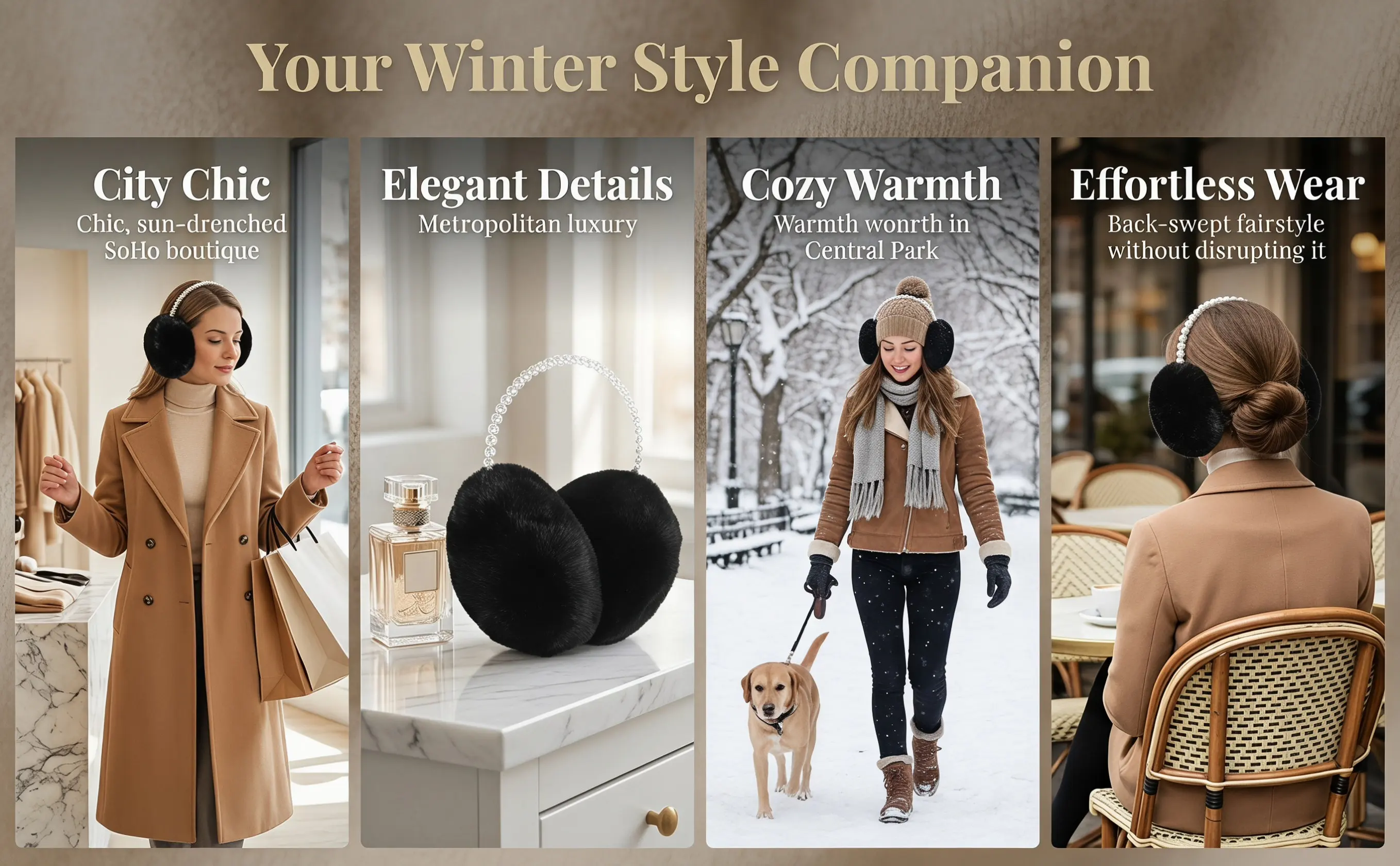 Warm Ear Muff for Women Winter Earmuff Soft Ear Cover Non-Slip Design Skin-Safe Lightweight Ideal Gift for Family Friends