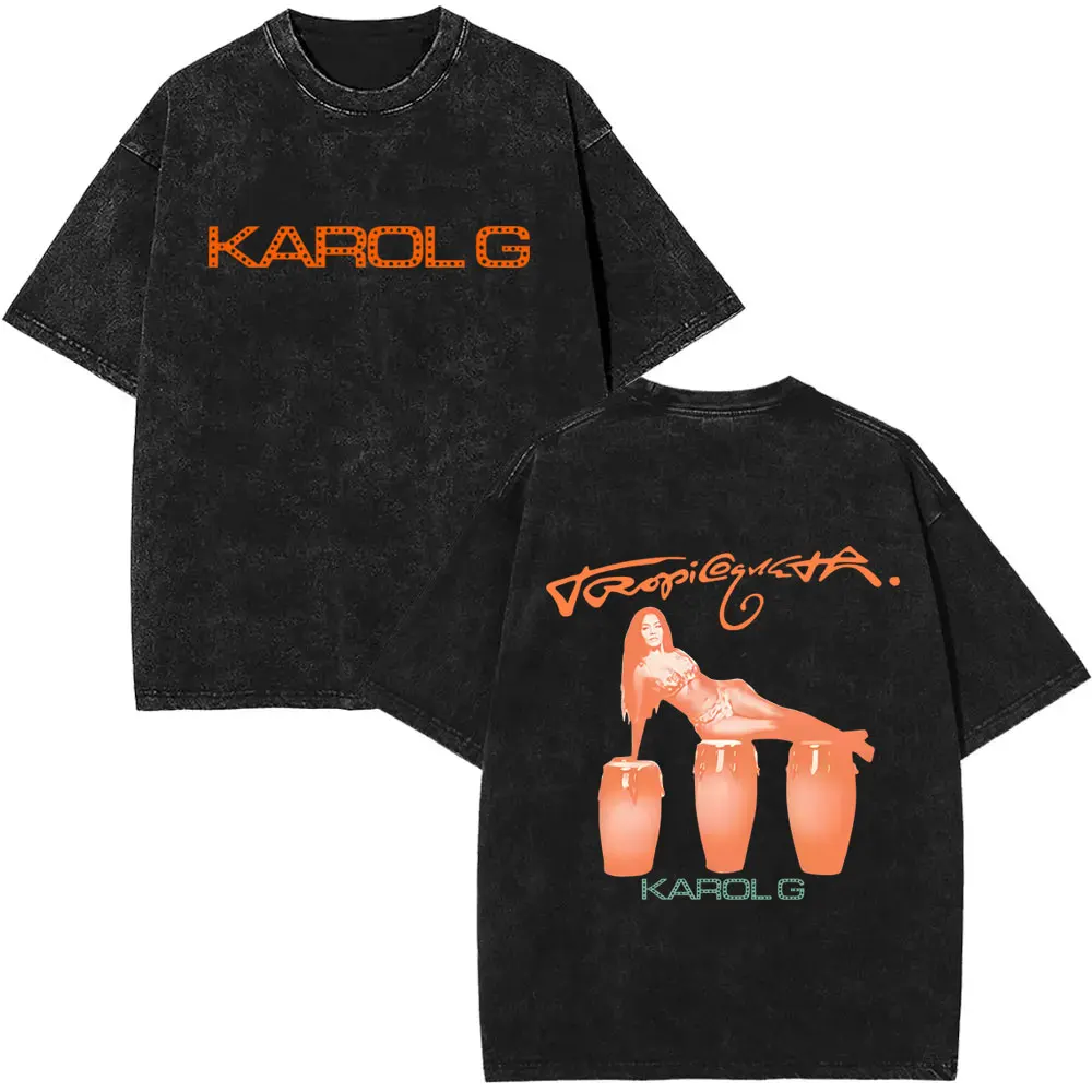 

Washed Vintage Karol G Tropicoqueta Album Graphic T Shirt Men Women Hip Hop Fashion Aesthetic Tshirt Unisex Oversized Streetwear