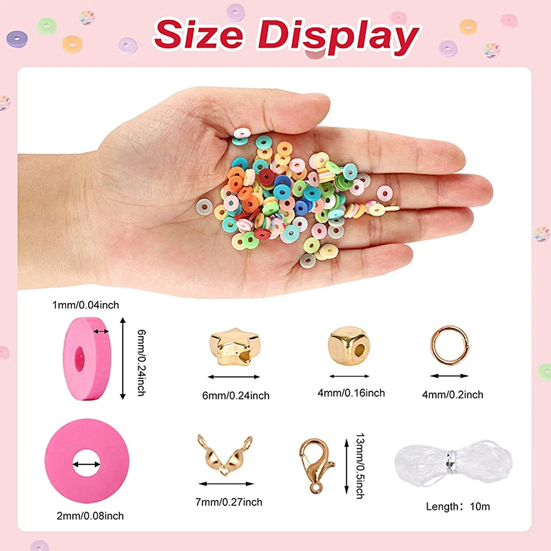 2 Box 24 Rainbow Color Clay Beads Bracelet Making Kit for Jewelry Making Letter Beads Accessories Kit DIY Handmade Supplies