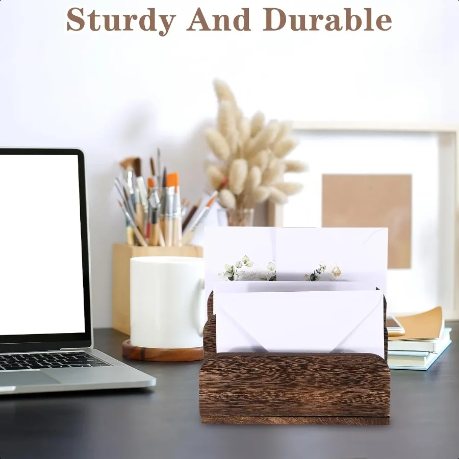 حامل بريد خشبي 3 فتحات منظم بريد للمكتب ملف خشبي ورق رسالة فارز لمغلف الرسالة حفظ وثيقة الهاتف الخليوي