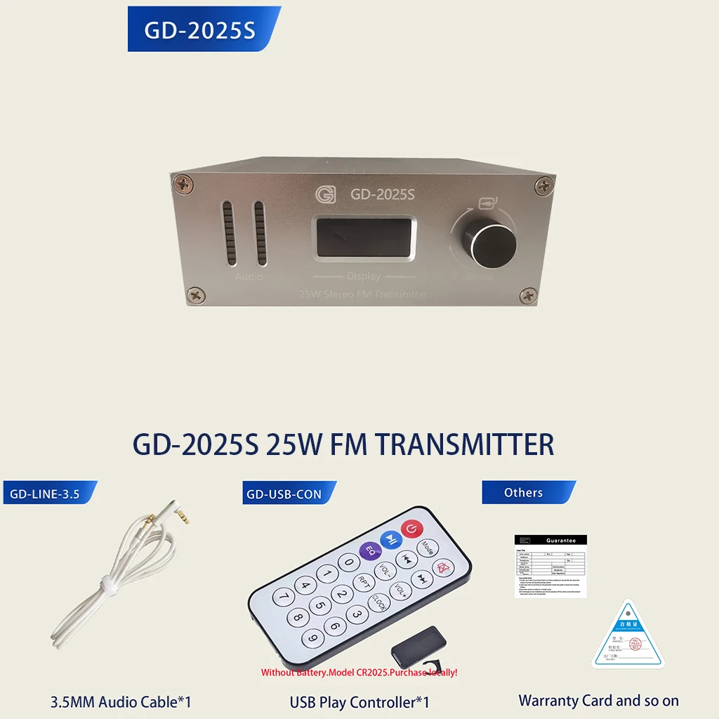 88Mhz-108Mhz GD-2025S 25W FM Transmitter FM PLL Transmitter Stereo FM Broadcasting fm transmiter 25w Transmitter Radio Station