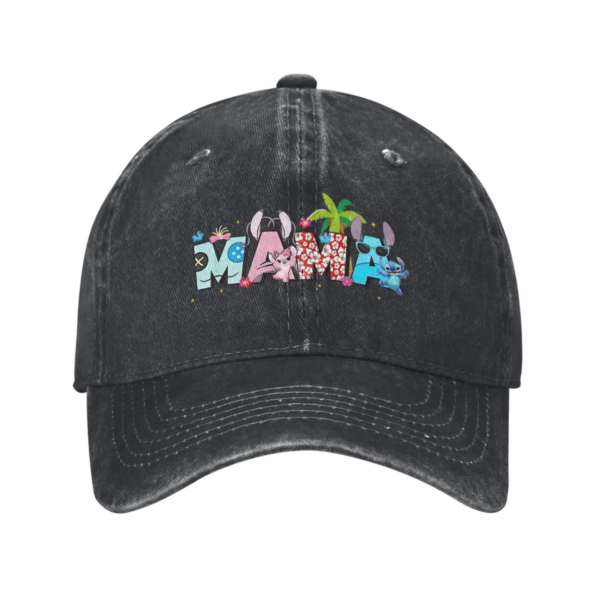 Lilo & Stitch MAMA Mom Mother's Day Birthday Baseball Cap Unisex Distressed Cotton Snapback Hat Cute Cartoon Outdoor Hats Cap