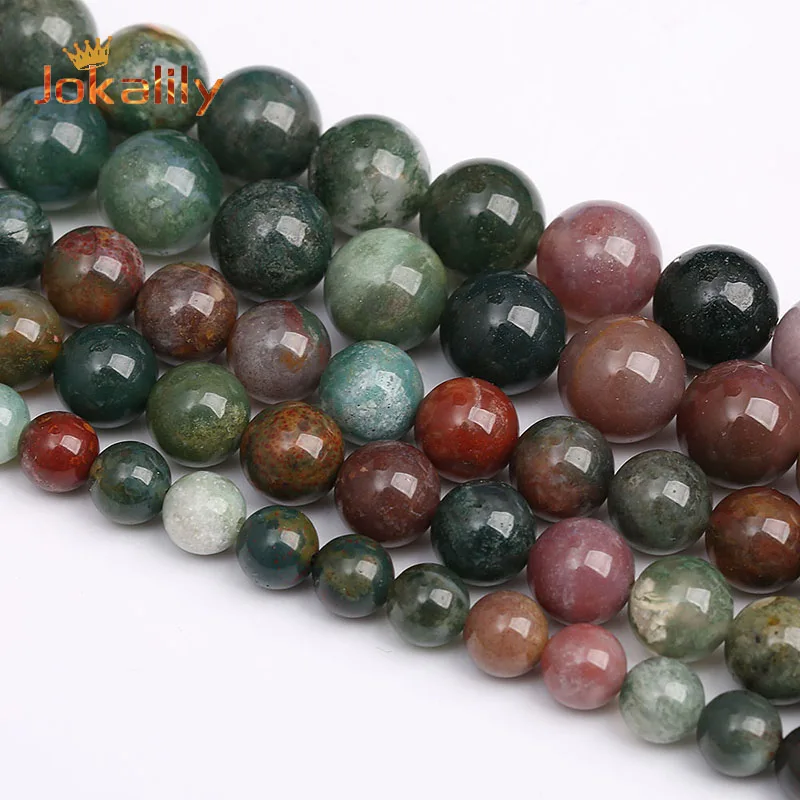 

A+ Natural Indian Agates Round Loose Beads Spacers Stone Beads For Jewelry Making Diy Bracelets Accessories 4 6 8 10 12 14mm 15"