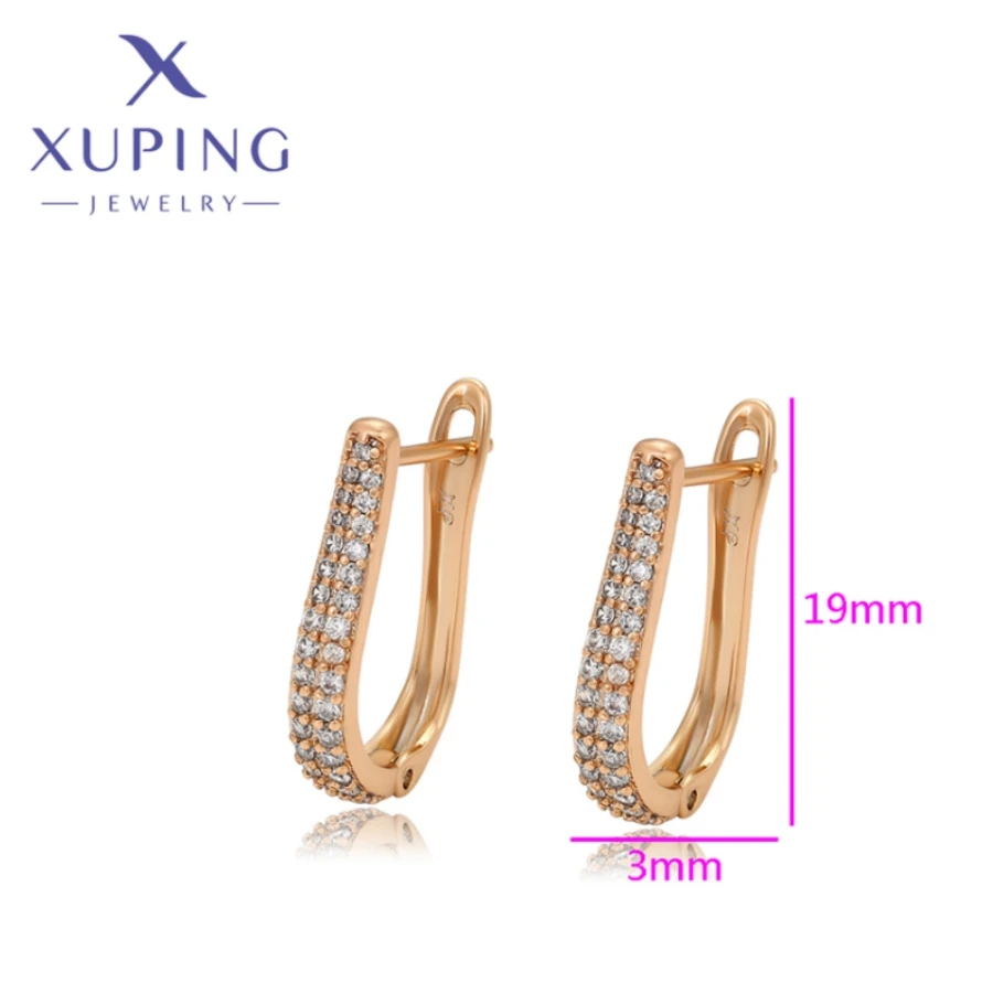 Xuping Jewelry New Arrival Gold Color Geometry Elegant White Zircon Earrings for Women Birthday Christmas Party Gifts X000768011