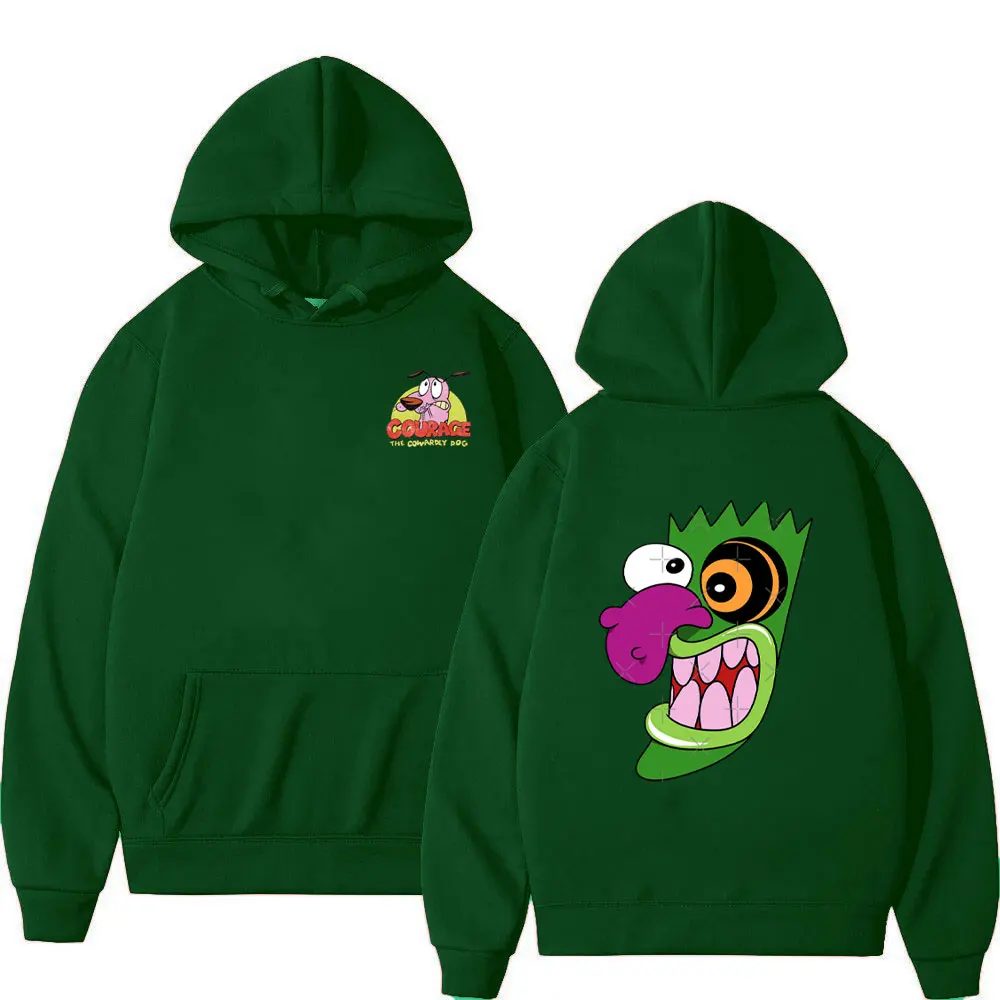 2025 Courage The Cowardly Dog Толстовки с логотипом Двусторонний принт Унисекс Модный принт Толстовка с длинными рукавами Симпатичная женская толстовка 90-х
