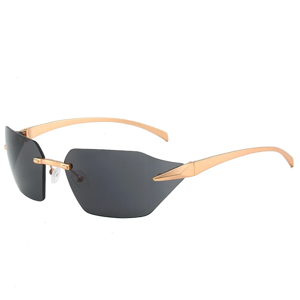 小物 Ray-Ban Rimless Sunglasses Y2K 00s Y2k Rimless Sunglasses Women's Stylish Brand Black Sun Glasses