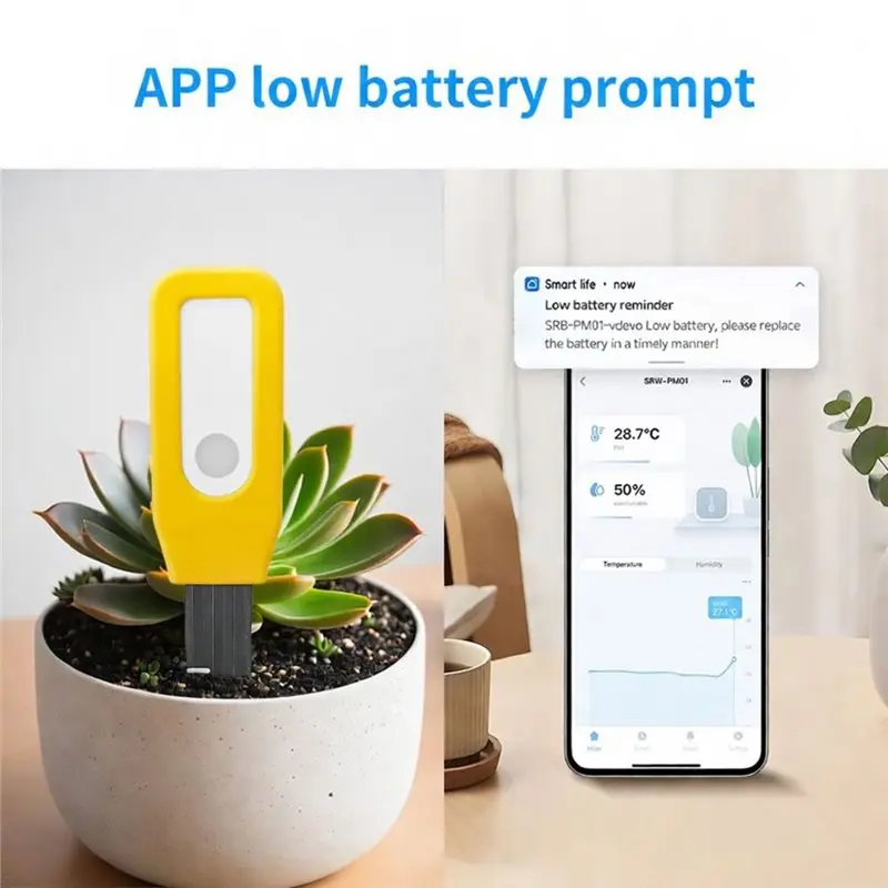 ABGH-Tuya WIFI Soil Tester Temperature Humidity Sensor Real-Time Monitoring Low Battery Alert Work With Smart Life