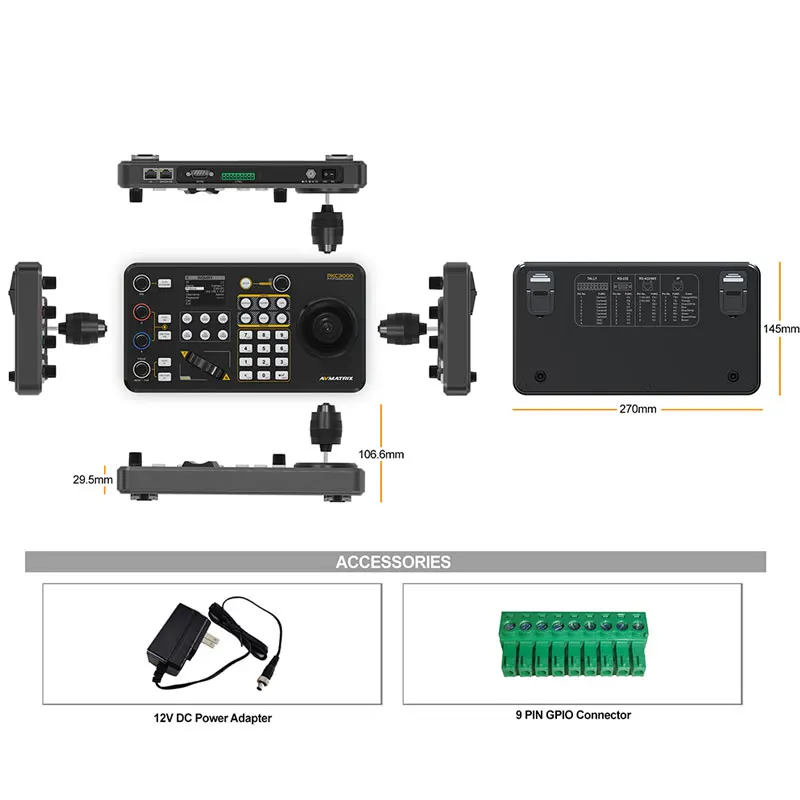 Avmatrix PKC3000 Professional IP & Serial PTZ Camera Joystick Controller