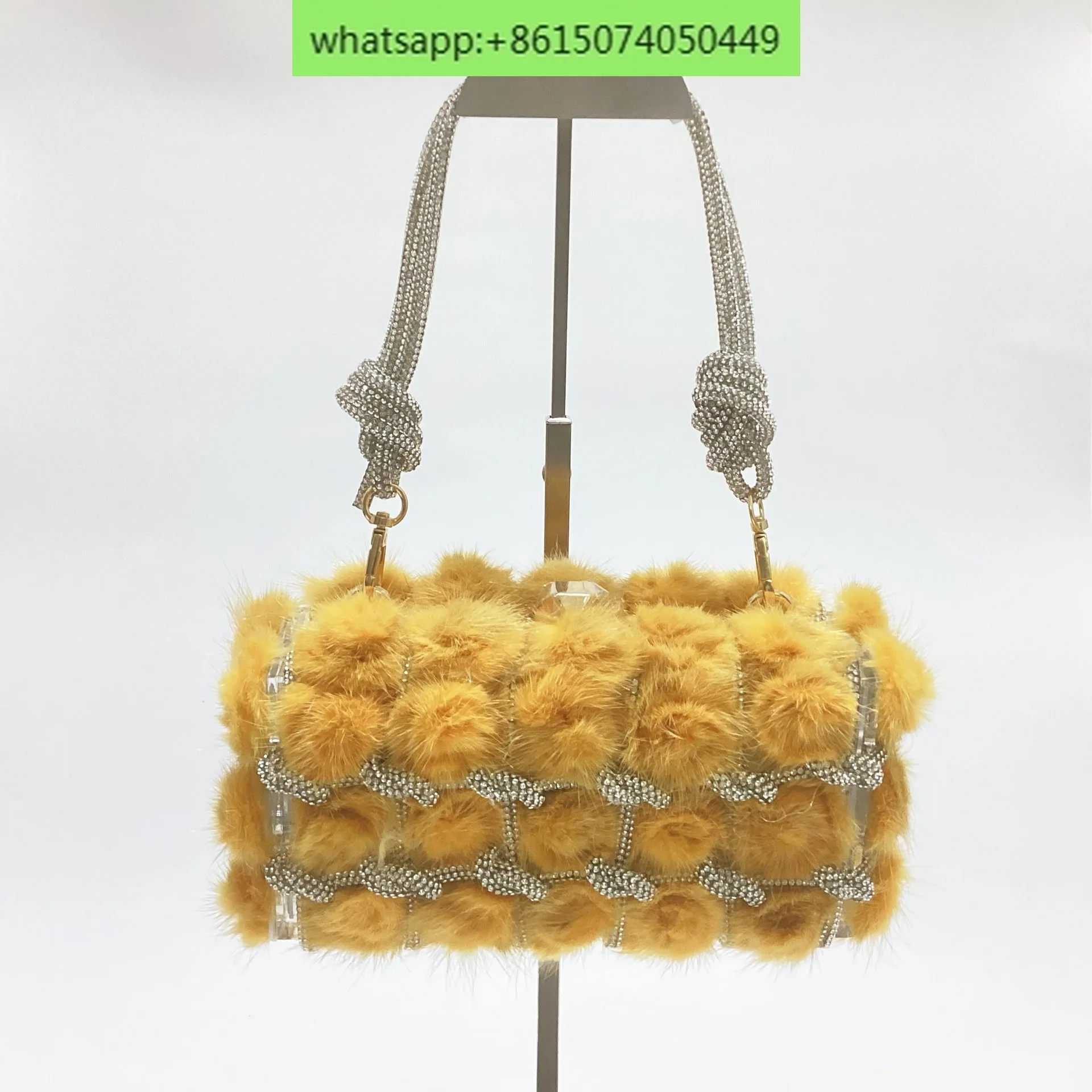 

Блестящая и безжизненная сумка через плечо из акрила ручной работы с инкрустированными бриллиантами, женская сумка для банкета