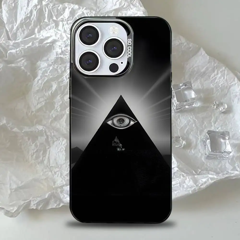 حافظة هاتف من Illuminati Eye غامضة لهواتف iPhone 16,15,14,13,12,11,Pro,Max,Plus, Mini,XS,SE مضادة للسقوط باللون الأسود غير اللامع