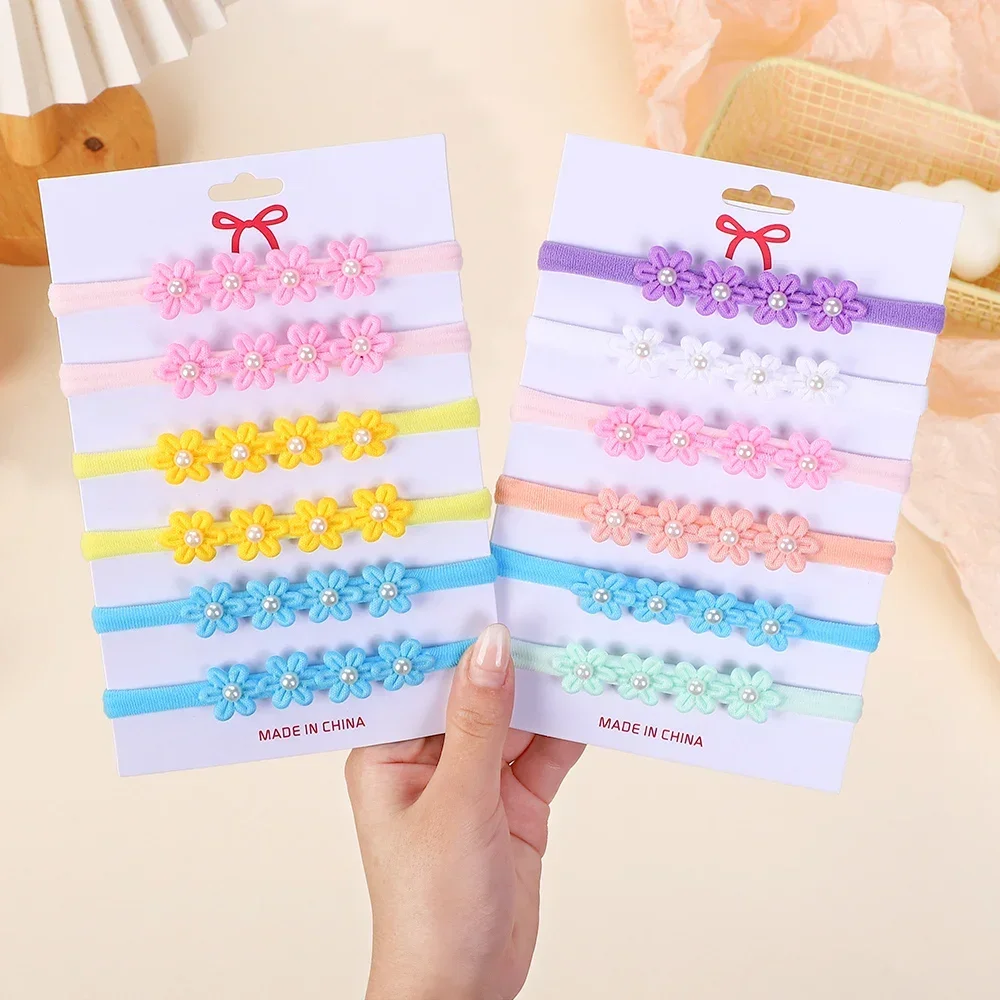 6Pcs/Set Lovely Baby Girl Headbands Elastic Flower Baby Headbands Newborn Infant Toddler Hairband Headwear Hair Accessories