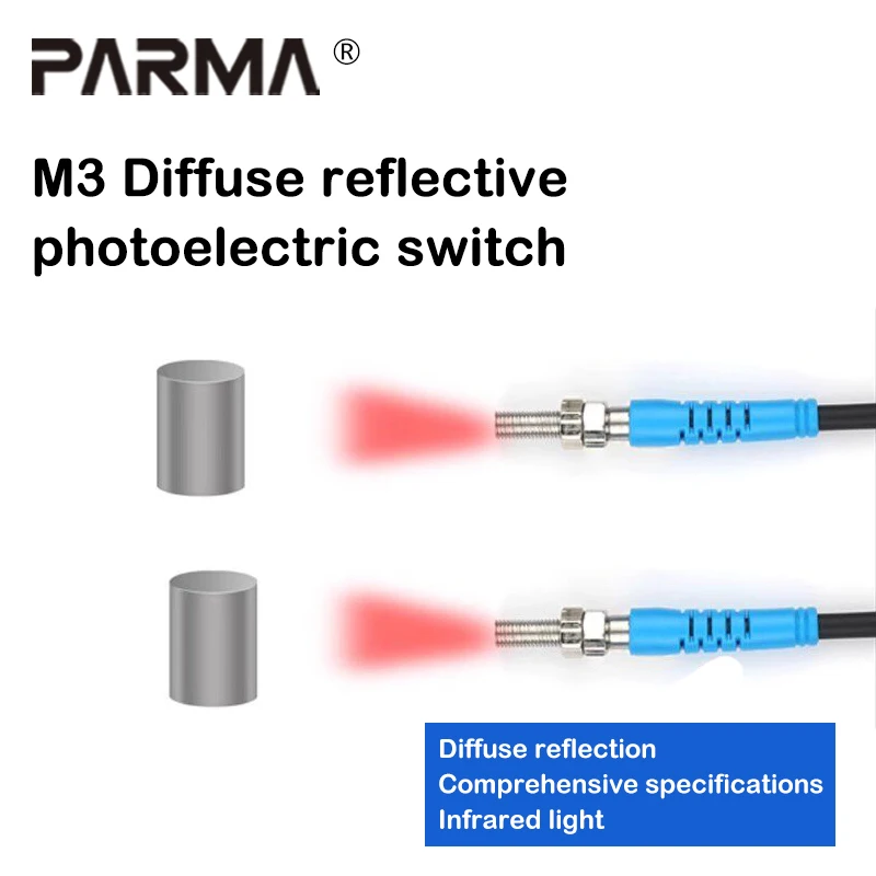 M3 switch sensor, adjustable near and far, invisible light, cylindrical diffuse reflective infrared photoelectric sensor