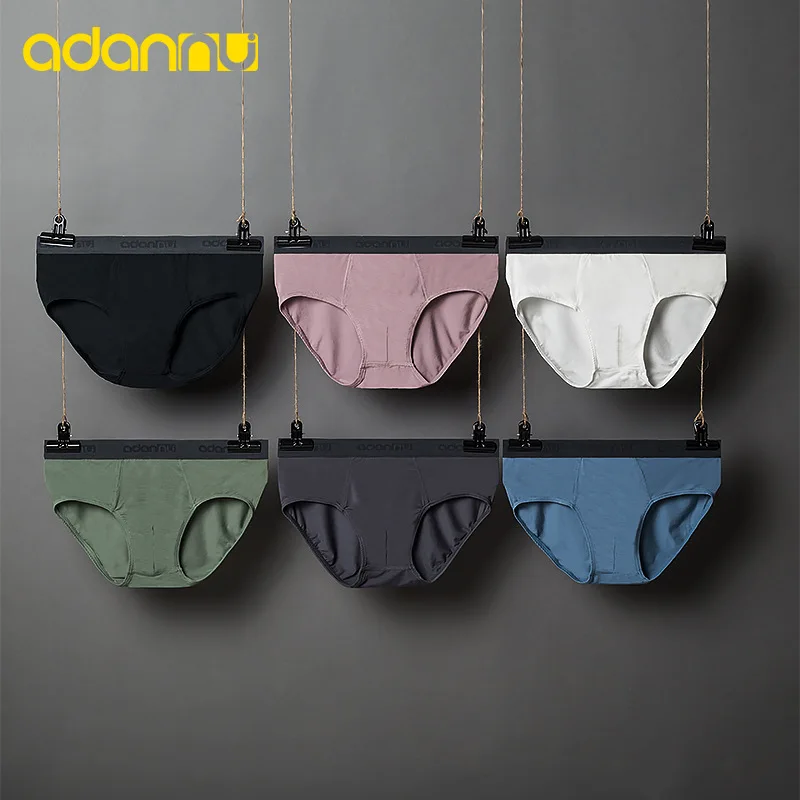 

ADANNU Men's Underwear Modal Breathable Men's Triangle Underwear Solid Color Comfortable Mid Rise Men's Shorts AD307