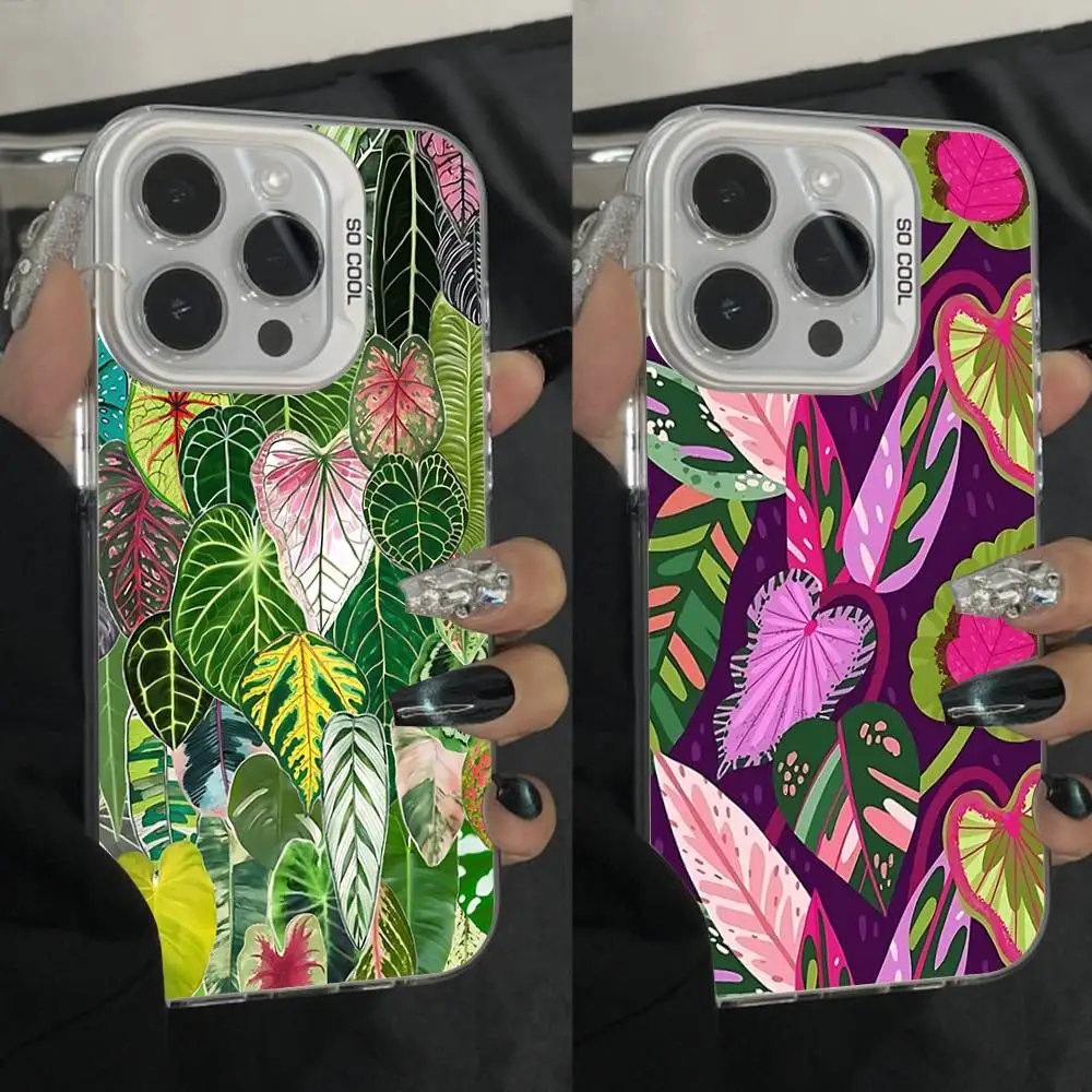 

Fashion Tropical Jungle Phone Case For iPhone 16,15,14,13,12,11,Pro,Max,Plus,Mini,XS,SE Anti Fall Gray White Matte Hard Bumper