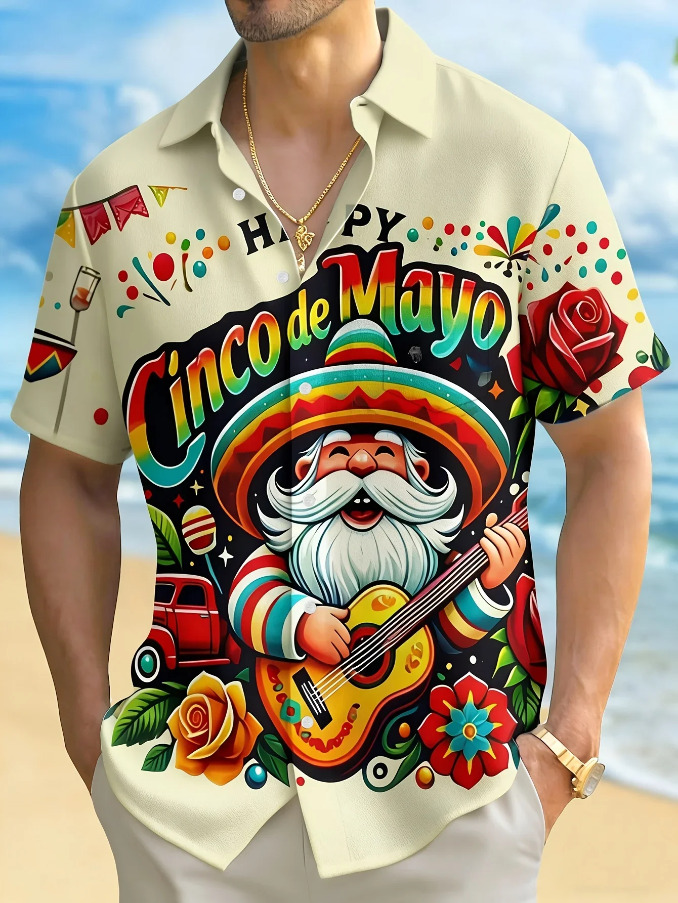 

Men's Beach Holiday Hawaiian Shirt Fashion Street Style Print Tshirt Button Down Relaxed Fit Soft Fabric Summer Shirt For Male