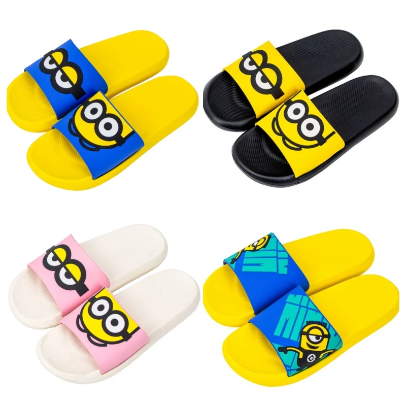 Anime Minions Slippers Cartoon Cute Boy Girl Anti-Slip Comfortable Home Sandals Kawaii Summer Outdoor Beach Shoes Couple Model