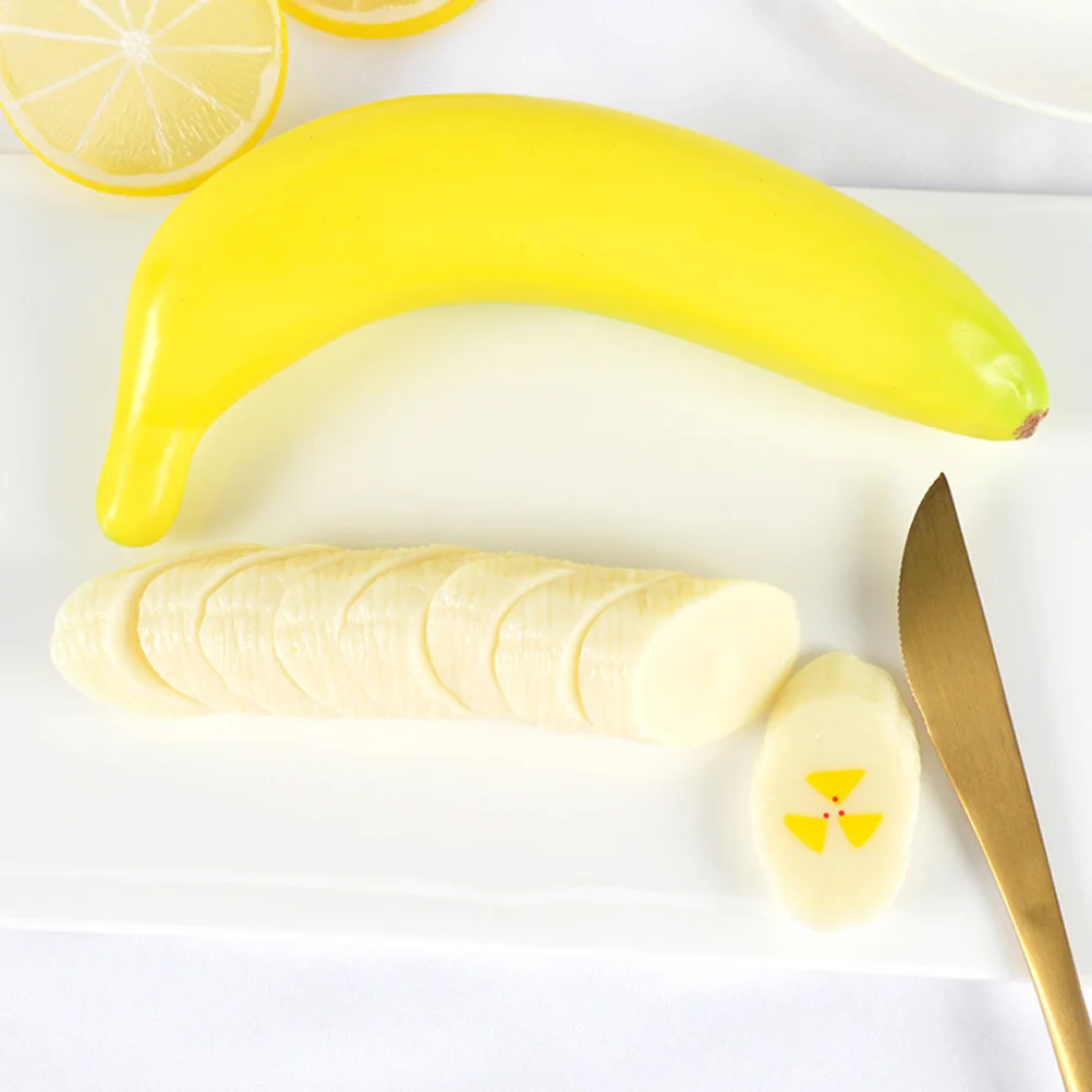 10 Pcs Banana Slice Model PVC Artificial Fruits Simulation Decors Realistic Fake Fruit Decor Home Office Photo Studio Prop