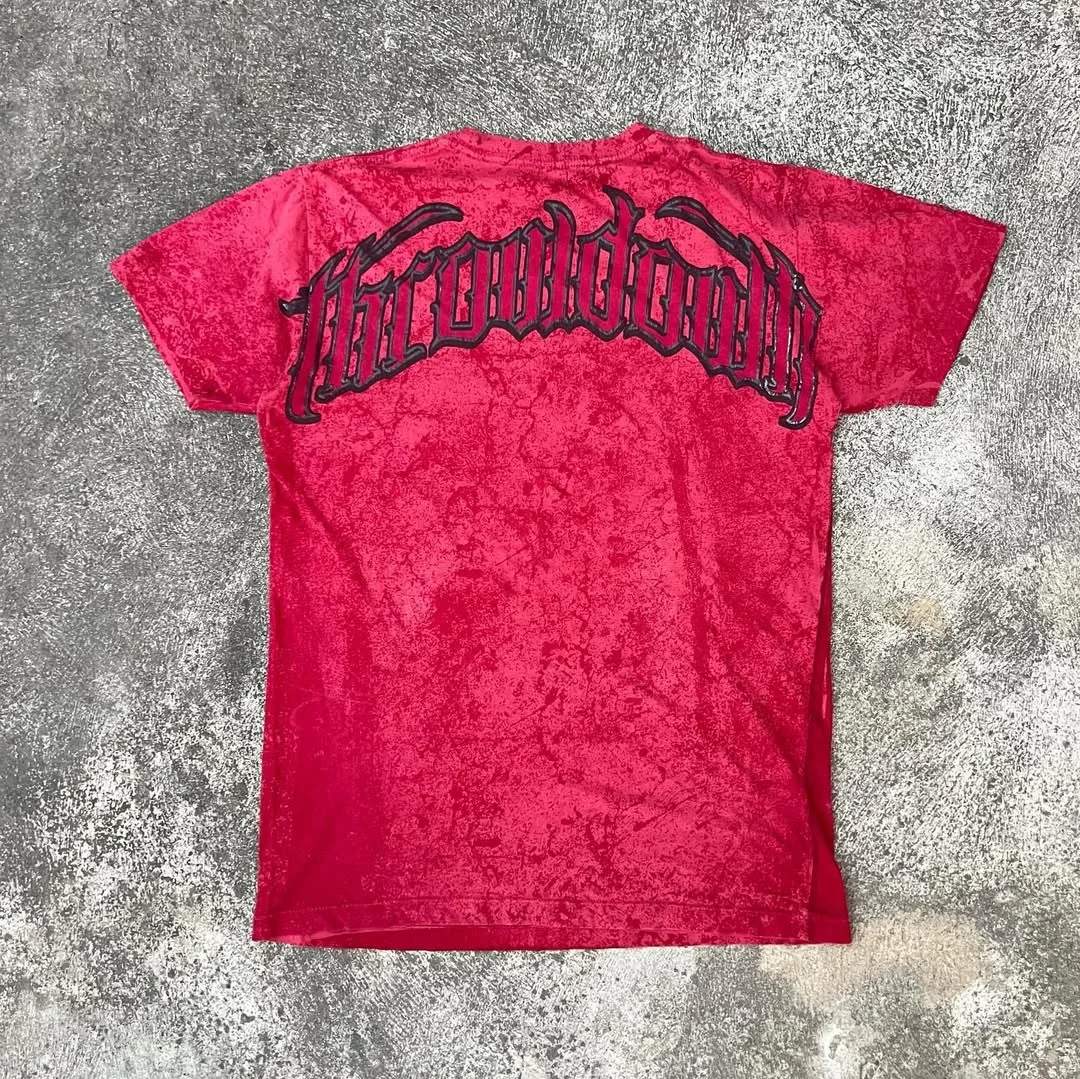 90s Red Throwdown Wing Printed T-Shirt Fashion American Retro Unisex Short Sleeve Punk Gothic Baggy Casual Tops