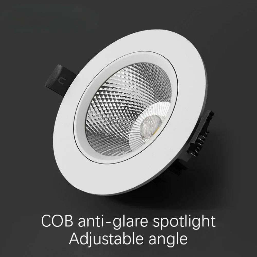 1PCS LED Spotlights Cob Embedded Adjustable Angle Ceiling Spotlights Hotel Exhibition Hall Engineering Aluminum Down Lights