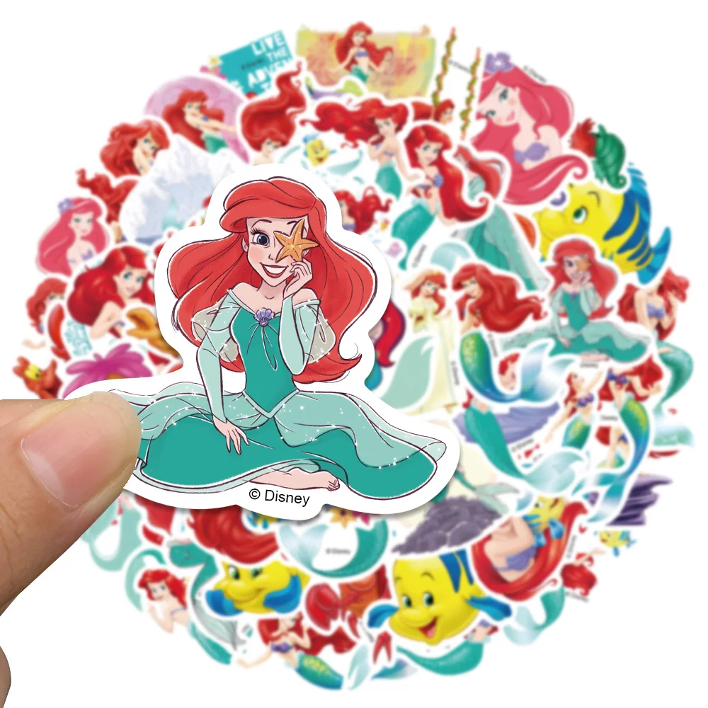 50PCS Disney Cartoon The Little Mermaid Ariel Stickers Sticker DIY Fridge Guitar Laptop Luggage Decals for Girl Children Gift