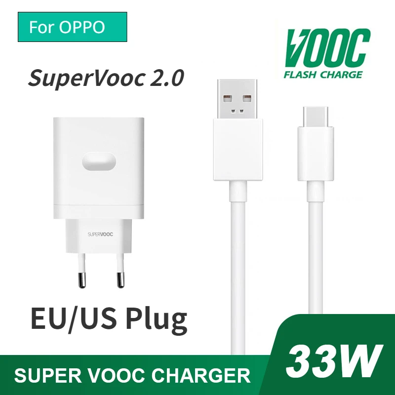 EU/US Plug 33W Supervooc2.0 Fast Charger 11V 3A Adapter USB Type C Cable For OPPO Find N A96 Reno7 SE Realme GT 5G ViVO X60