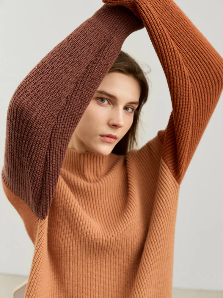 AMII Minimalist Sweaters Women 2024 Spring Street wear Spliced Knitted Top Drop Sleeve Loose Full Pullovers Sweaters 12344144