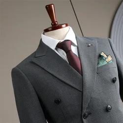 (26) British Retro Double-breasted Suit for Men, Groom Wedding Dress