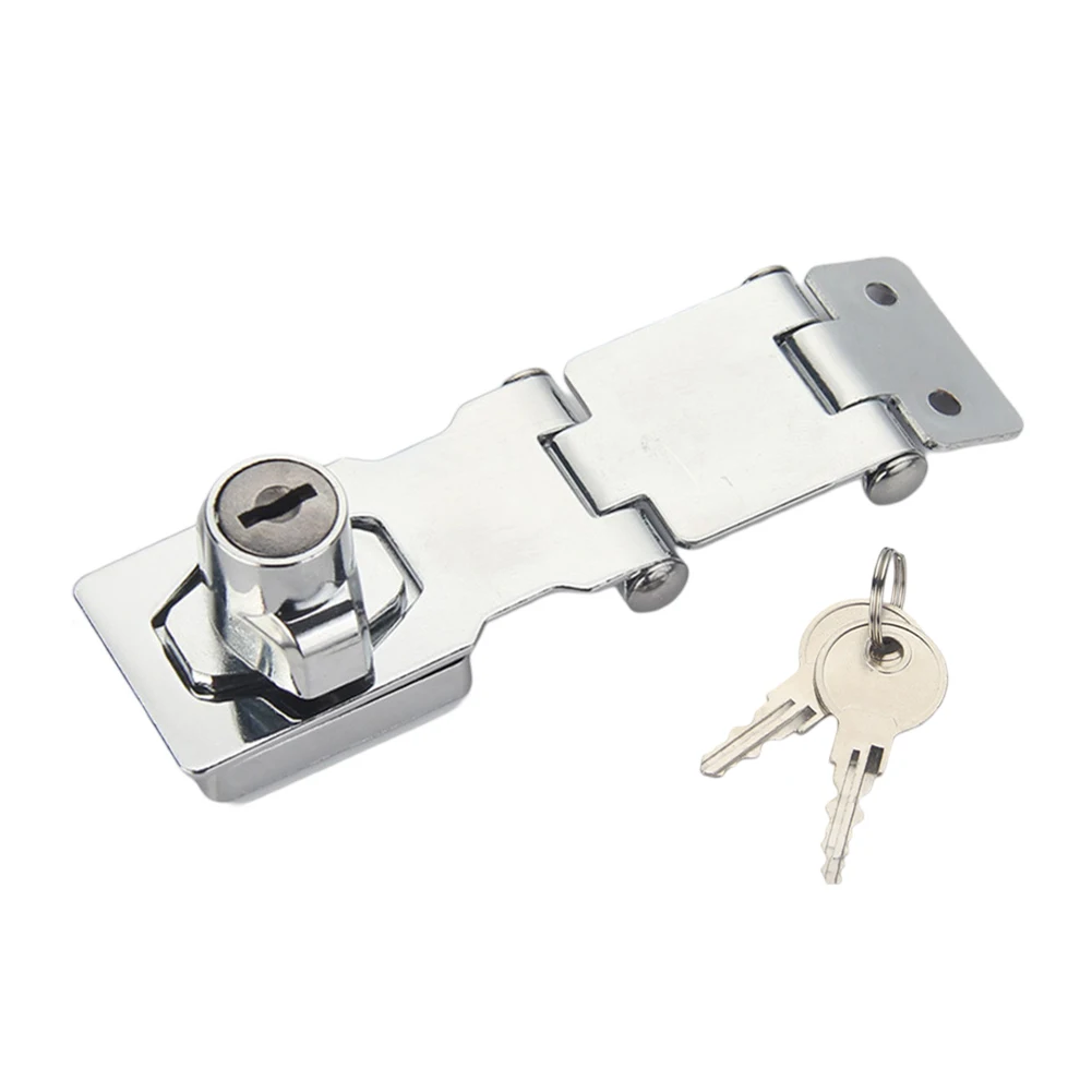 Heavy Duty Locking Hasp With Keys Padlock Cupboard Drawer Wooden Box Lock Self Locking Security Staple Hardware