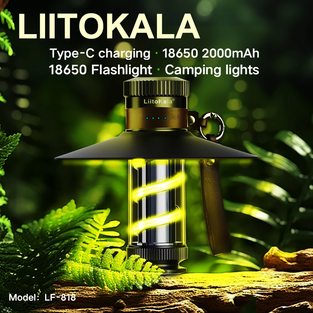 LiitoKala LF-818 Multi-Functional Portable LED Camping Light with Rechargeable 2000mAh 18650 Battery