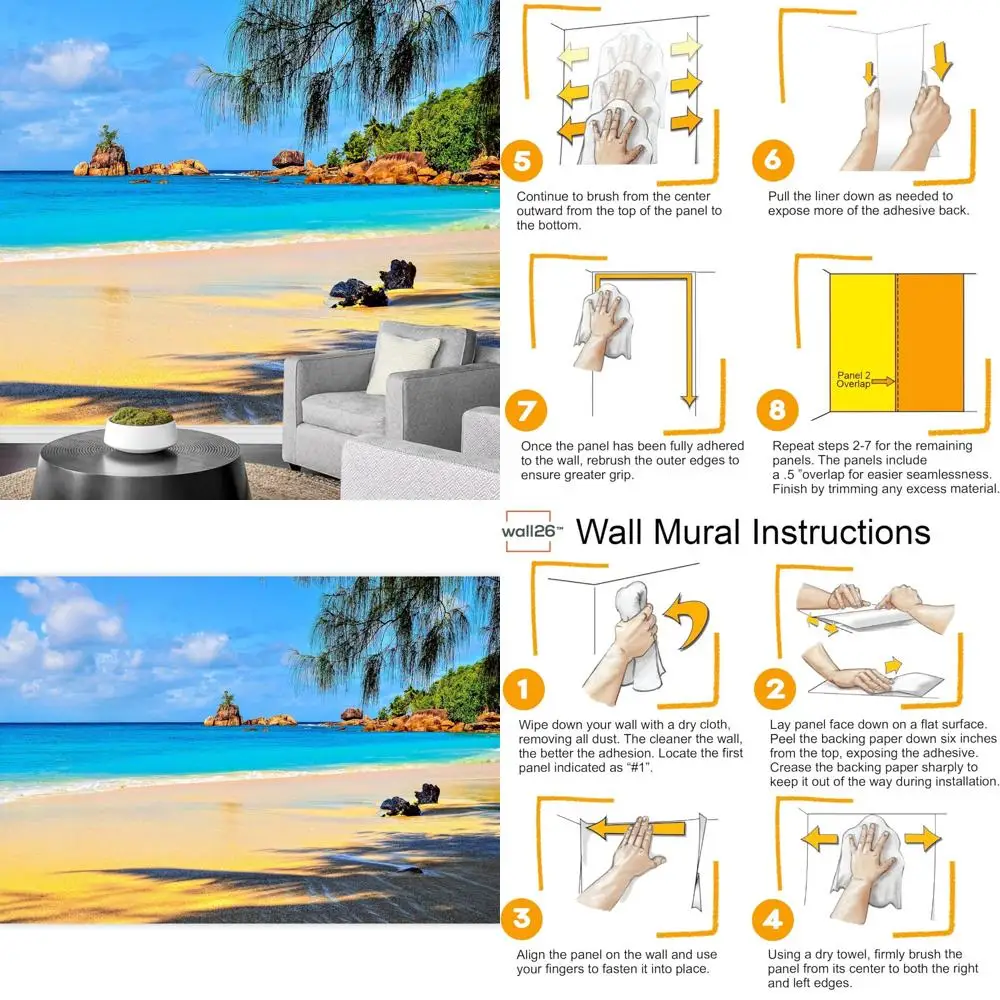 

Beach Shore Tropical Ocean Sea Nature Photography Realism Nautical Wall Mural - Removable Wall Sticker for Vibrant Wilderness Ae