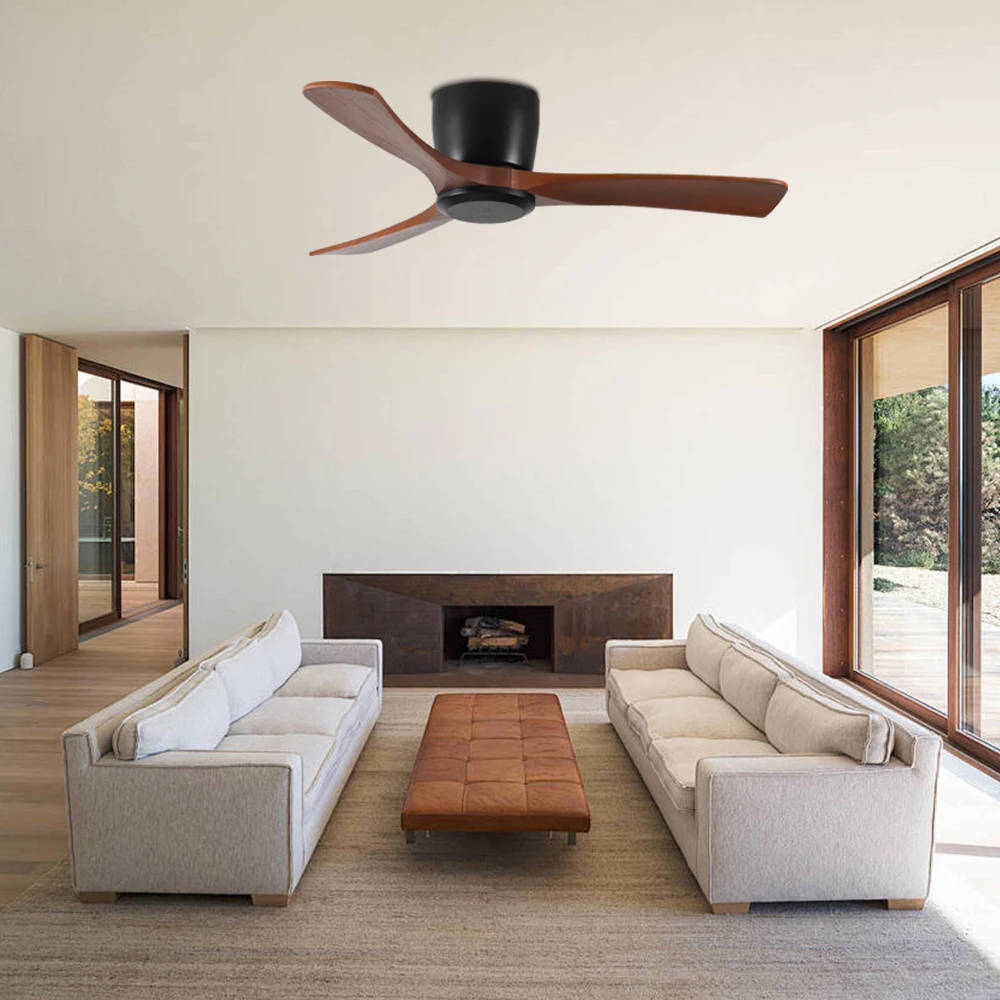 42 Inch Ceiling Fan no light with Remote Control, Low Profile Flush Mount Ceiling Fan without Light,Noiseless Reversible DC Moto