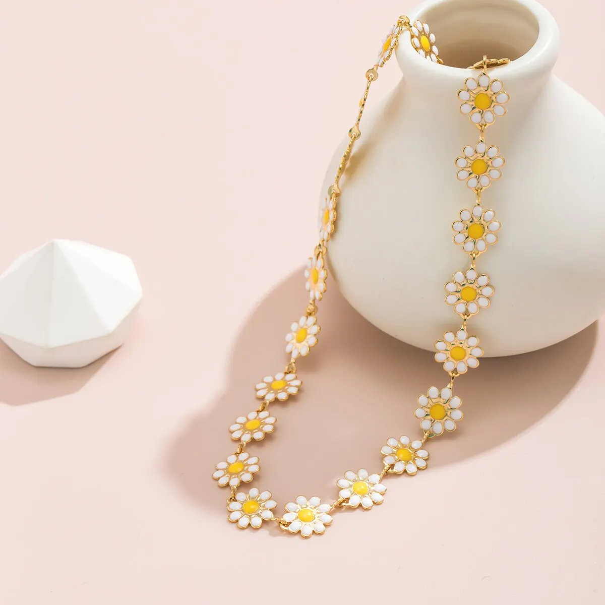 Kpop Flower Daisy Clavicle Chain Necklace for Women Wed Summer 