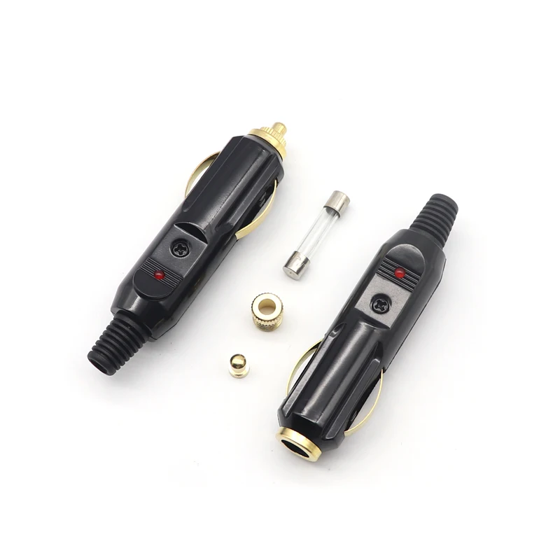 【1PCS】 Car Male Cigarette Lighter Socket Converter Plug Plastic And Metal Car Accessories 12V 24V 10A Fuse tube