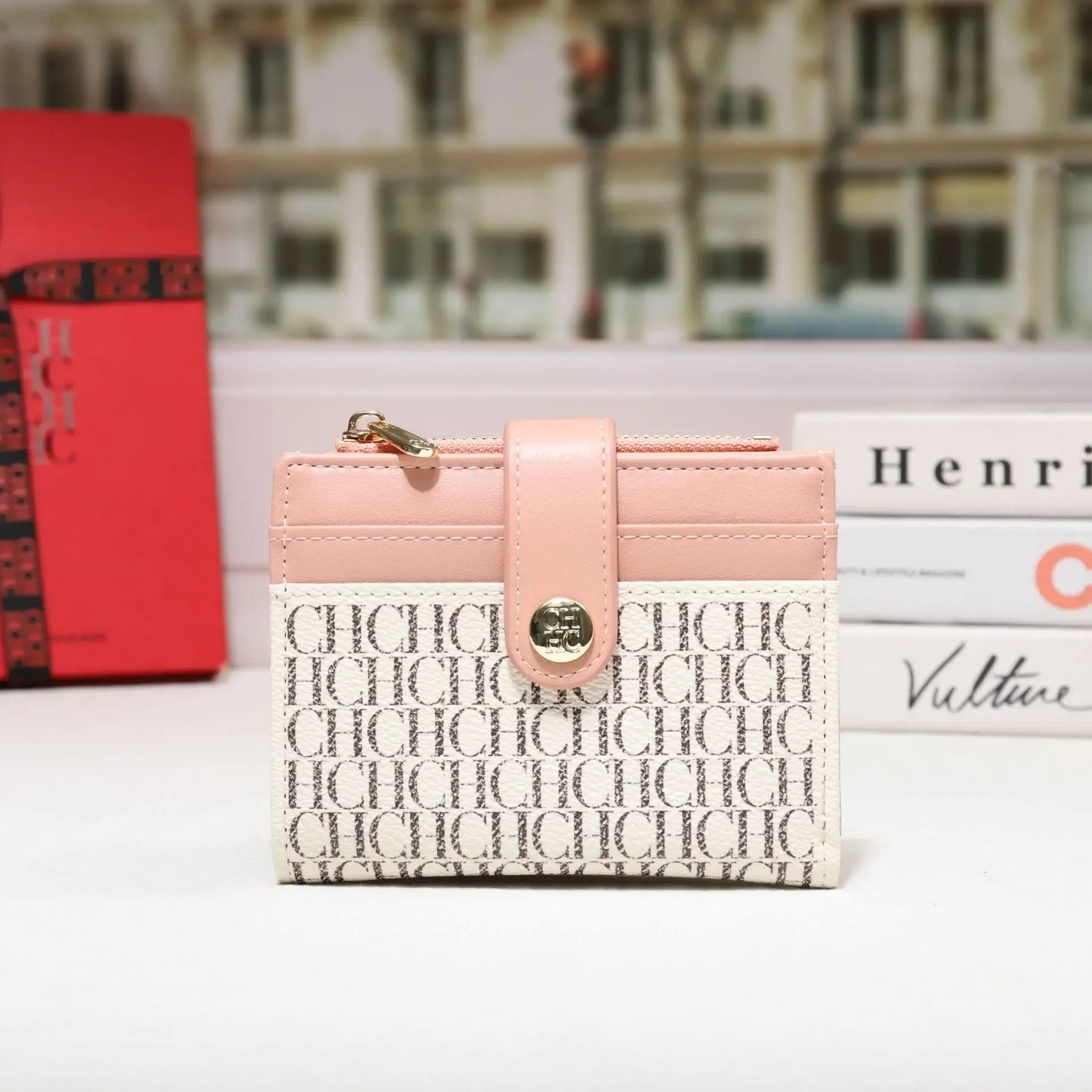 Luxury Classic Folding Wallet Small Lightweight Women's Wallet Retro Print Mini Card Holder Multi-function ID Card Coin Purse