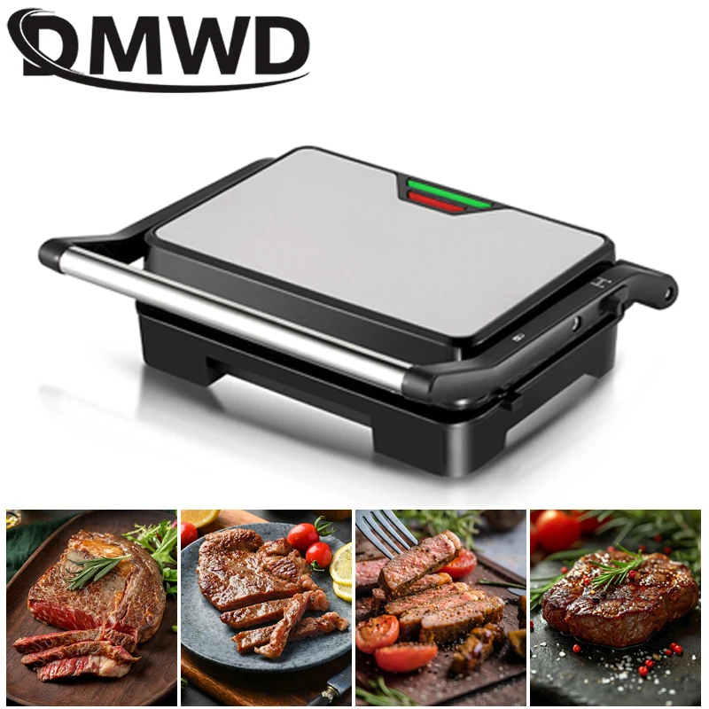 DMWD Electric Grill Barbecue Steak Machine Double-sided Heating Frying Pan Meat Roaster Panini Baking Sandwich Maker 110V/220V